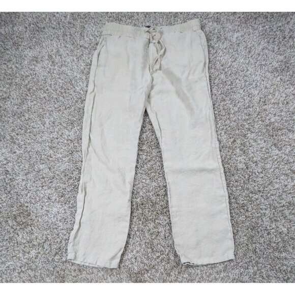 Vince 100% Hemp Pants Mens Medium Light Beige Elastic Waist Drawstring